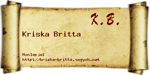 Kriska Britta névjegykártya